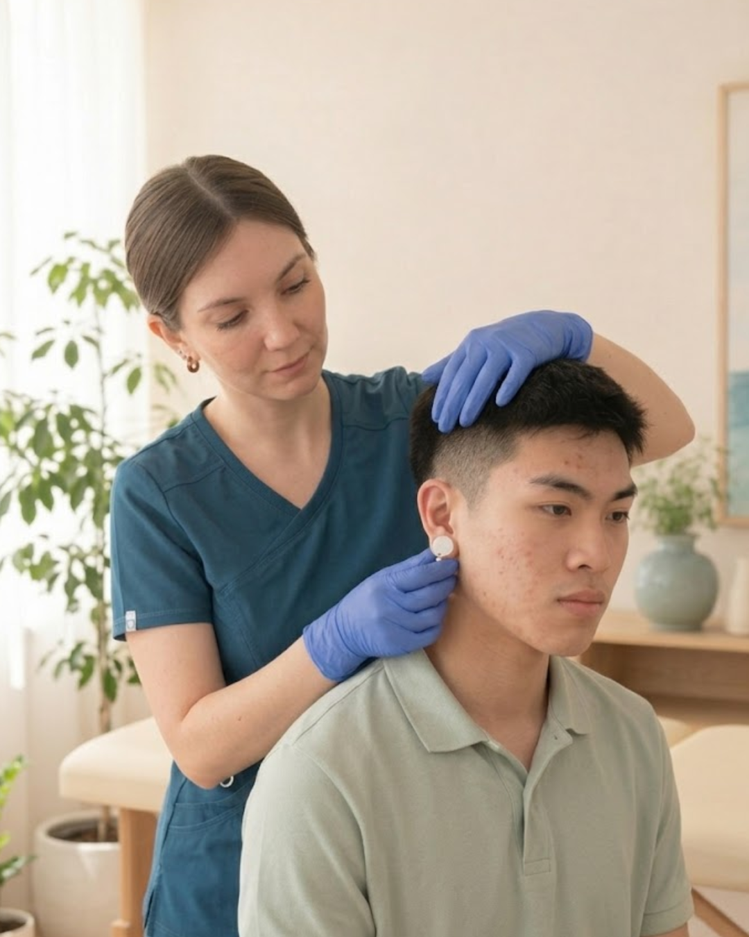 Evaluación profesional de un aro compresivo para queloide auricular